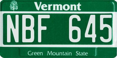VT license plate NBF645