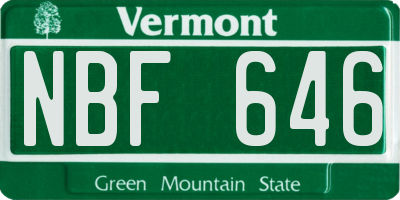 VT license plate NBF646