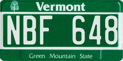 VT license plate NBF648