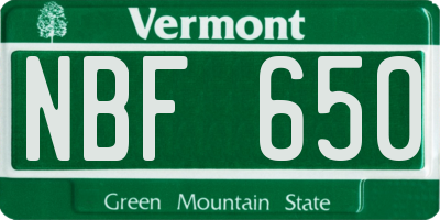 VT license plate NBF650
