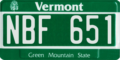 VT license plate NBF651