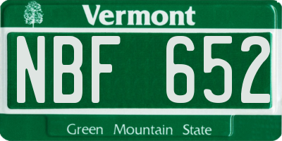 VT license plate NBF652