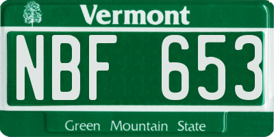 VT license plate NBF653