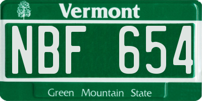 VT license plate NBF654