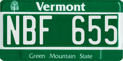 VT license plate NBF655