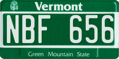 VT license plate NBF656