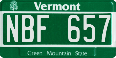 VT license plate NBF657