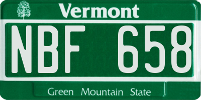 VT license plate NBF658