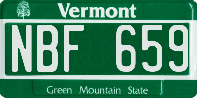 VT license plate NBF659