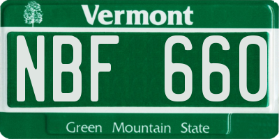VT license plate NBF660