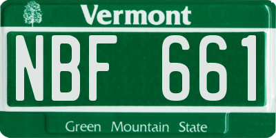 VT license plate NBF661