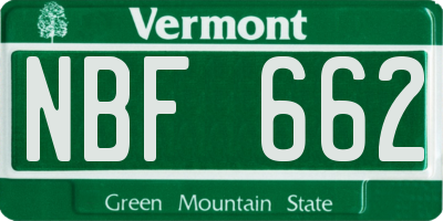 VT license plate NBF662