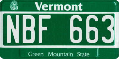 VT license plate NBF663