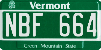 VT license plate NBF664