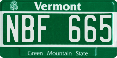 VT license plate NBF665