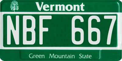 VT license plate NBF667