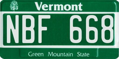 VT license plate NBF668