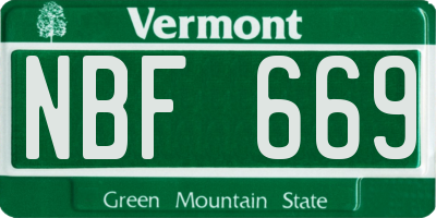 VT license plate NBF669