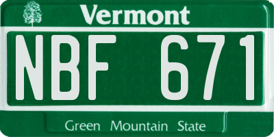 VT license plate NBF671