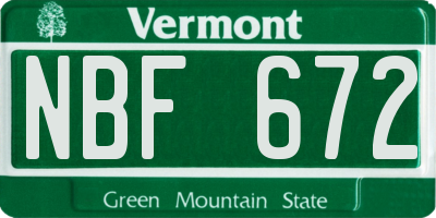 VT license plate NBF672