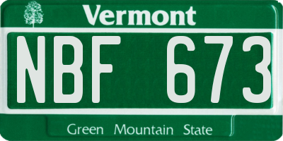 VT license plate NBF673