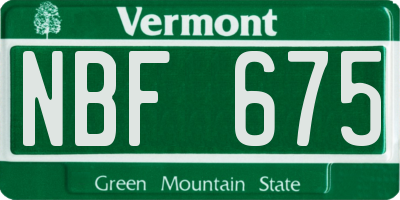VT license plate NBF675