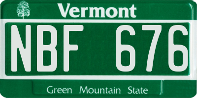 VT license plate NBF676