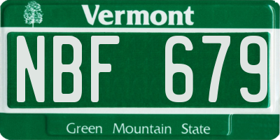 VT license plate NBF679