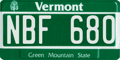 VT license plate NBF680