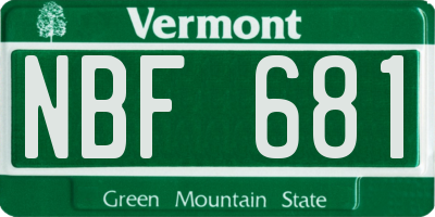 VT license plate NBF681