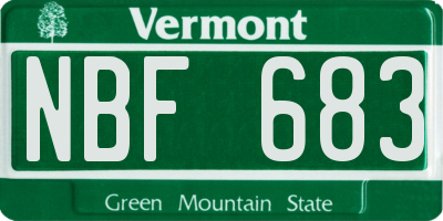 VT license plate NBF683