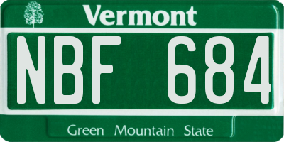 VT license plate NBF684