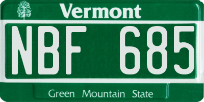 VT license plate NBF685