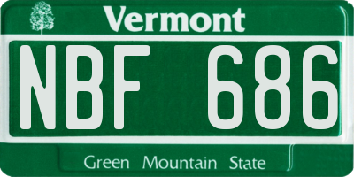 VT license plate NBF686