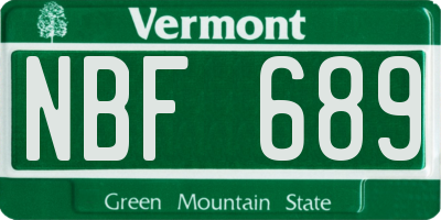 VT license plate NBF689
