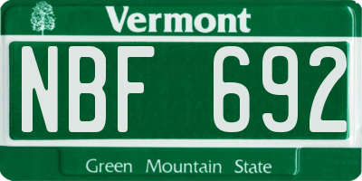 VT license plate NBF692