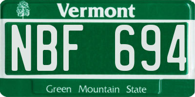 VT license plate NBF694