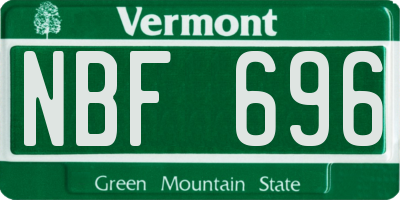 VT license plate NBF696