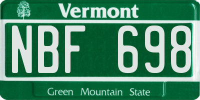 VT license plate NBF698