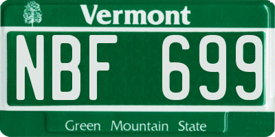 VT license plate NBF699