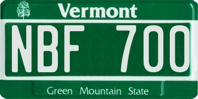 VT license plate NBF700