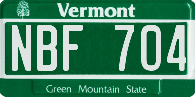 VT license plate NBF704