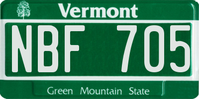 VT license plate NBF705