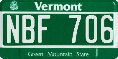 VT license plate NBF706