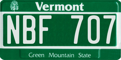VT license plate NBF707
