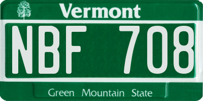 VT license plate NBF708