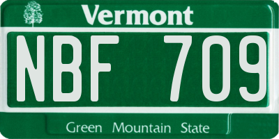 VT license plate NBF709