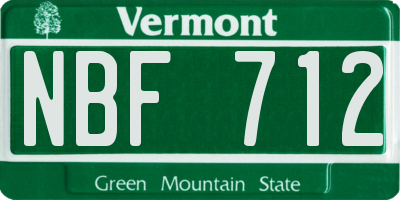 VT license plate NBF712