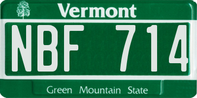VT license plate NBF714