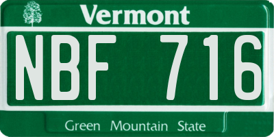 VT license plate NBF716